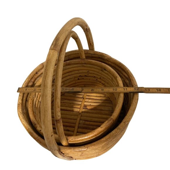 Vintage Woven Rattan Nesting Basket Set With Handles - Picture 10 of 10
